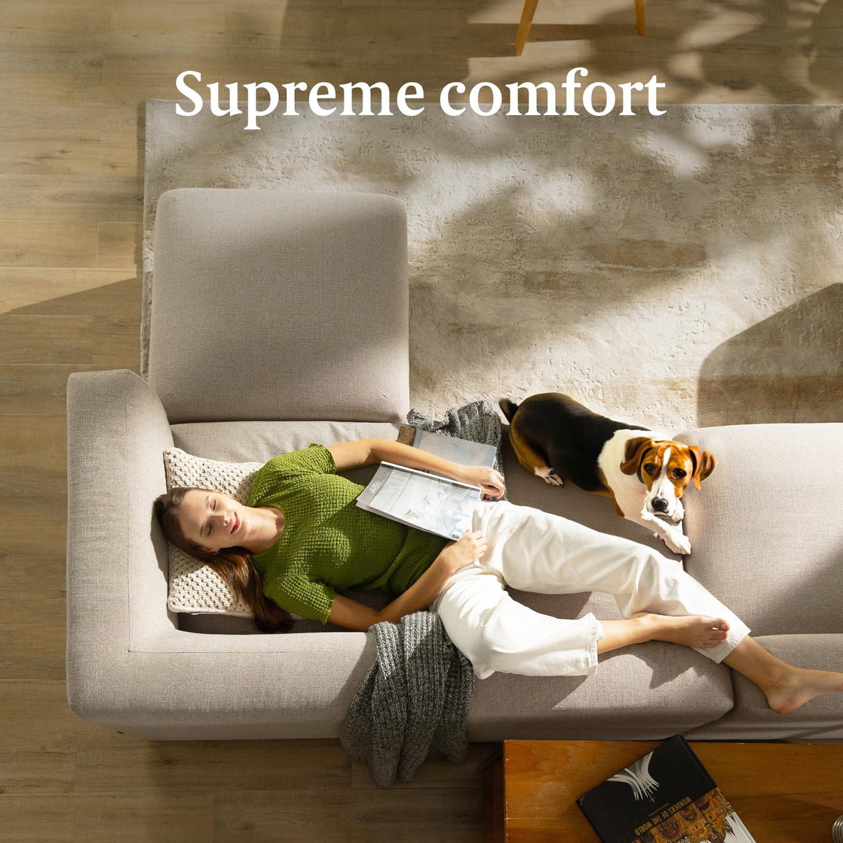 ZINUS Luca Reversible Chaise Sectional Sofa, Modern Style, Flexible Modular Design, Easy Tool-Free Assembly, Grey ZINUS