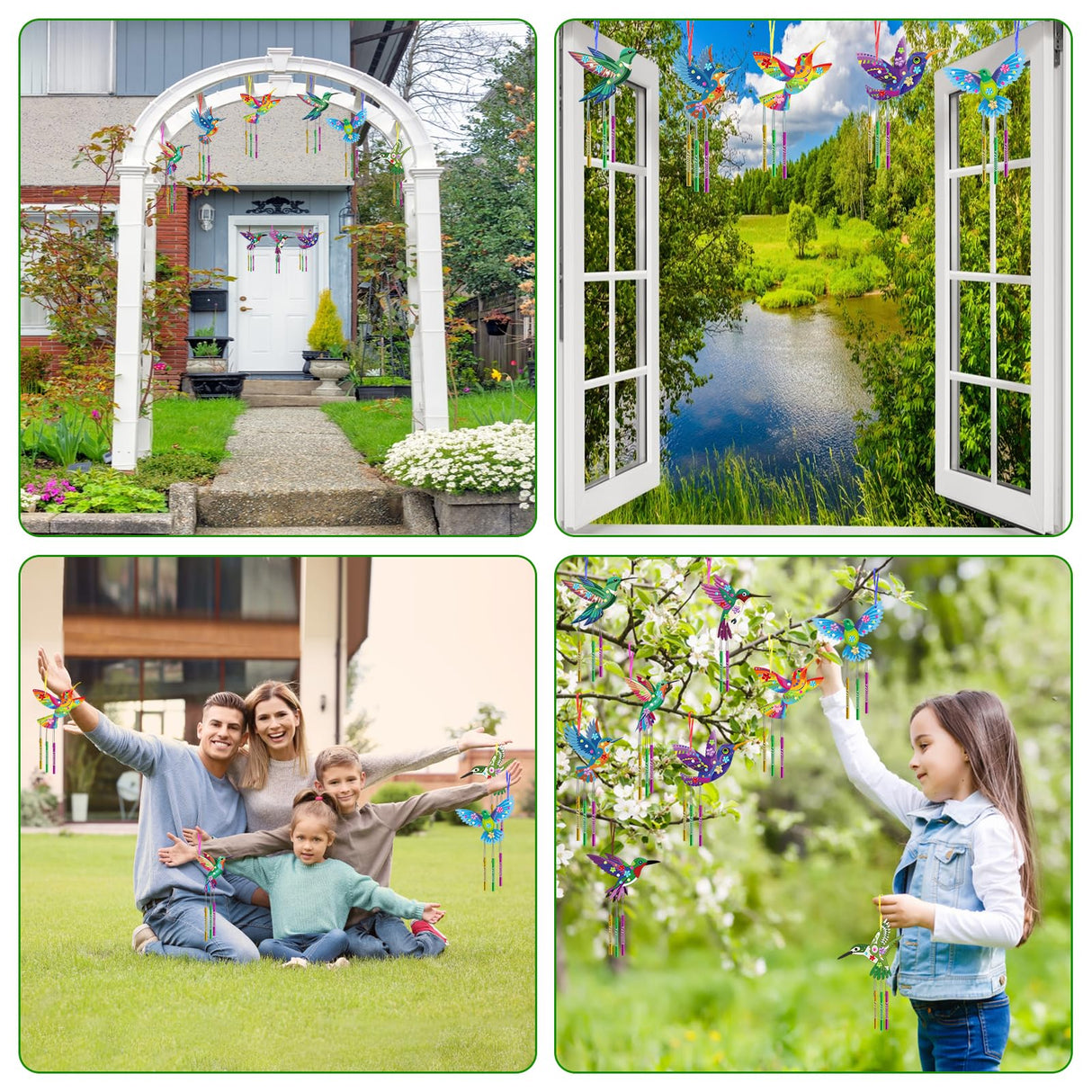 Fennoral 27 Pack Hummingbird Wind Chime Craft Kit for Kids Make Your Own Hummingbird Craft Wooden Ornaments for Girls and Boys DIY Crafts Activity Birthday Spring Summer Decoration Fennoral