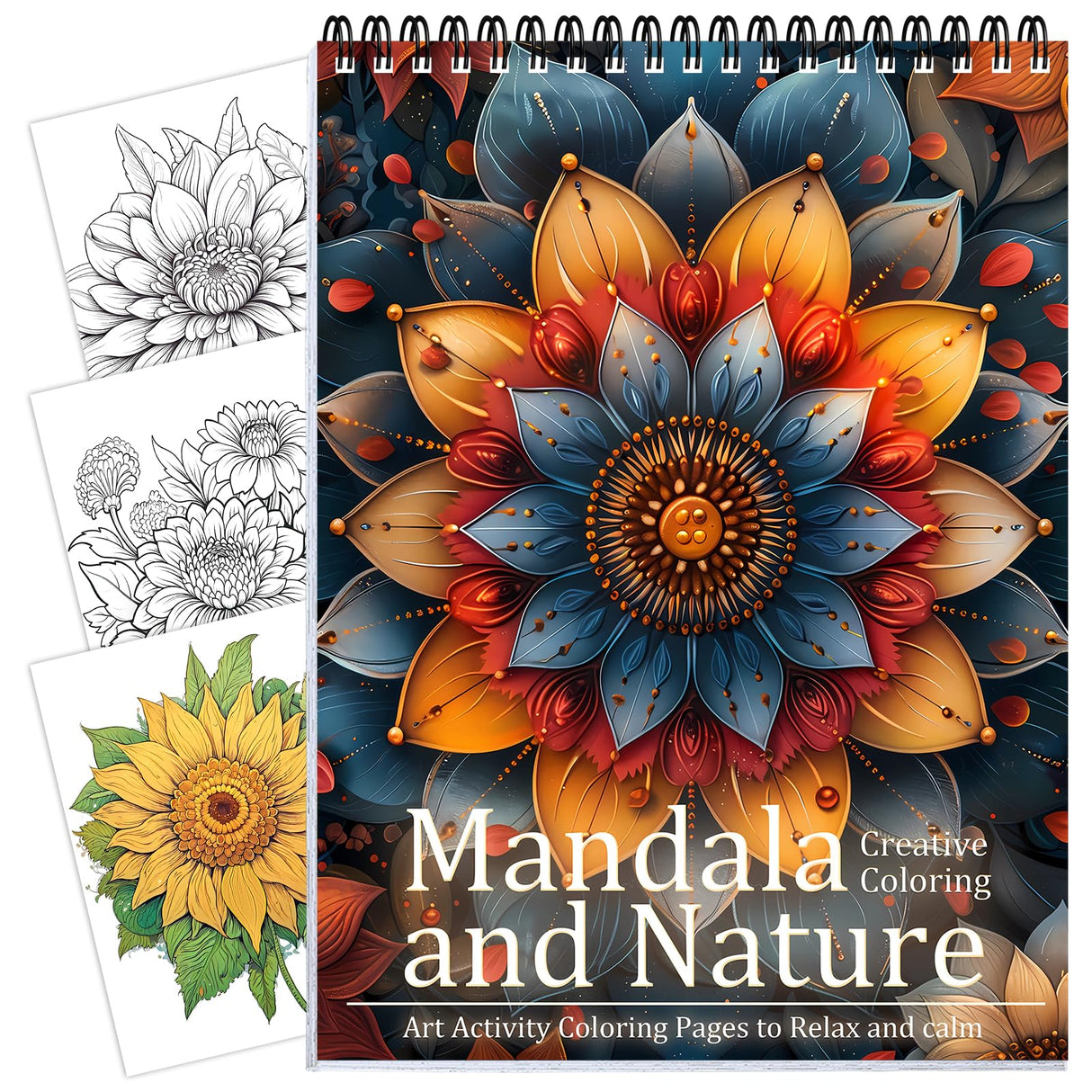 Mandala Coloring Book for Adults - Spiral Bound, One-Sided Design With Thick Paper for Relaxation and Mindfulness - Valentine Gift for Women CKMOREL