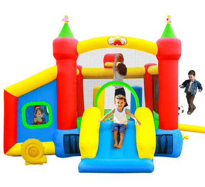WELLFUNTIME Inflatable Bounce House,Jumping Castle Slide with Blower,Kids Bouncer with Ball Pit