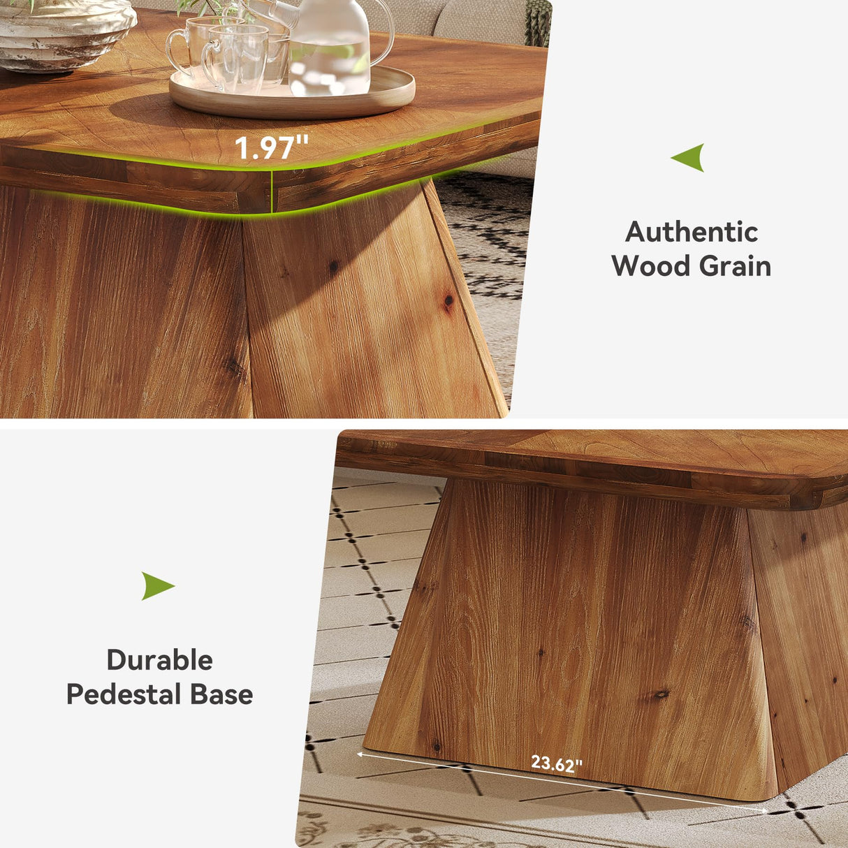 LITTLE TREE Vintage Solid Wood Coffee Table, 31.5" Square Coffee Table for Living Room, Classic Living Room Center Tables, Brown Modern Design Home Furniture LITTLE TREE