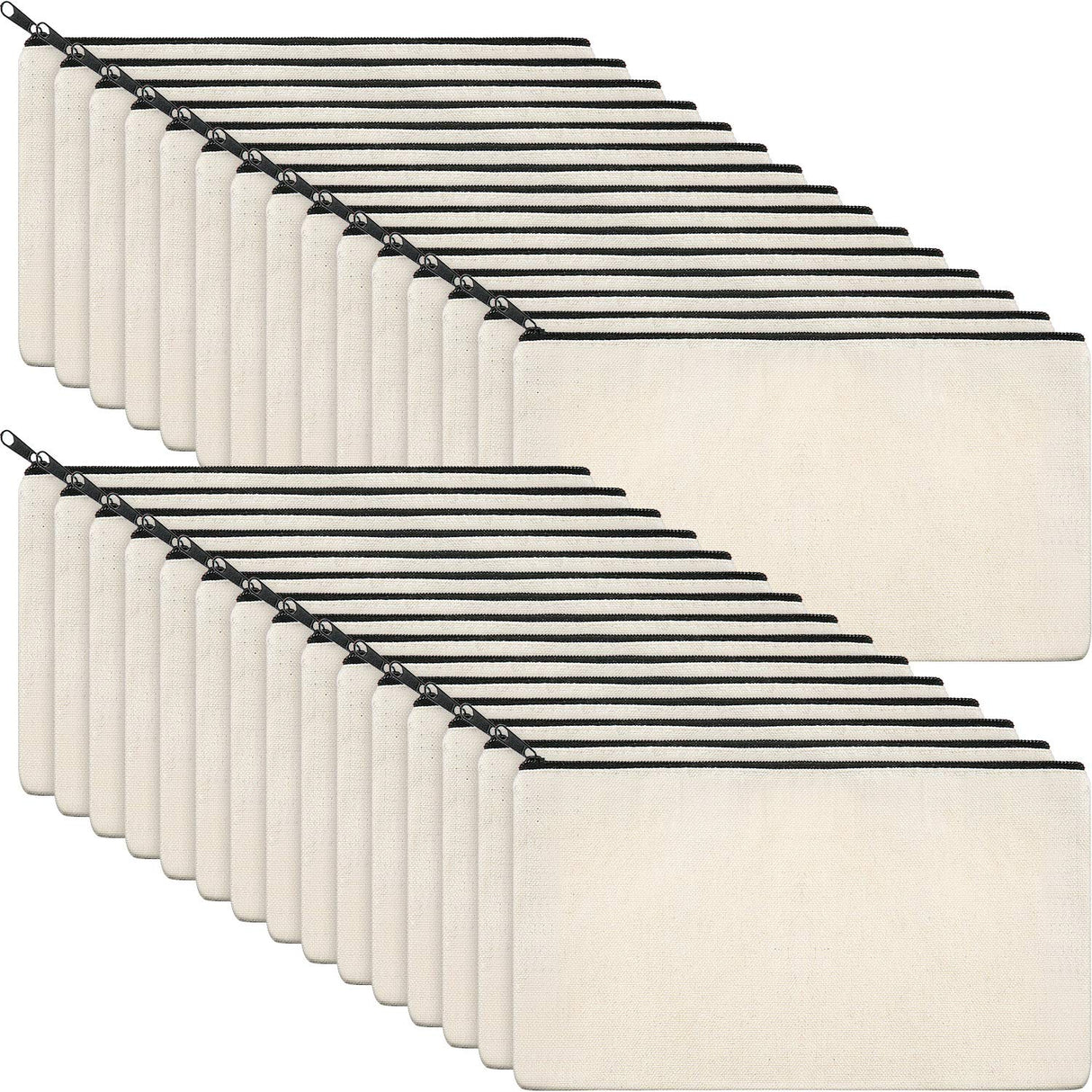 Outus Canvas Zipper Pouch Bags Canvas Pencil Pouch Blank Makeup Bags DIY Craft Bags Pencil Case Multipurpose Cosmetic Pouch for Cosmetic Toiletry Stationery Storage (30 Pieces) Outus