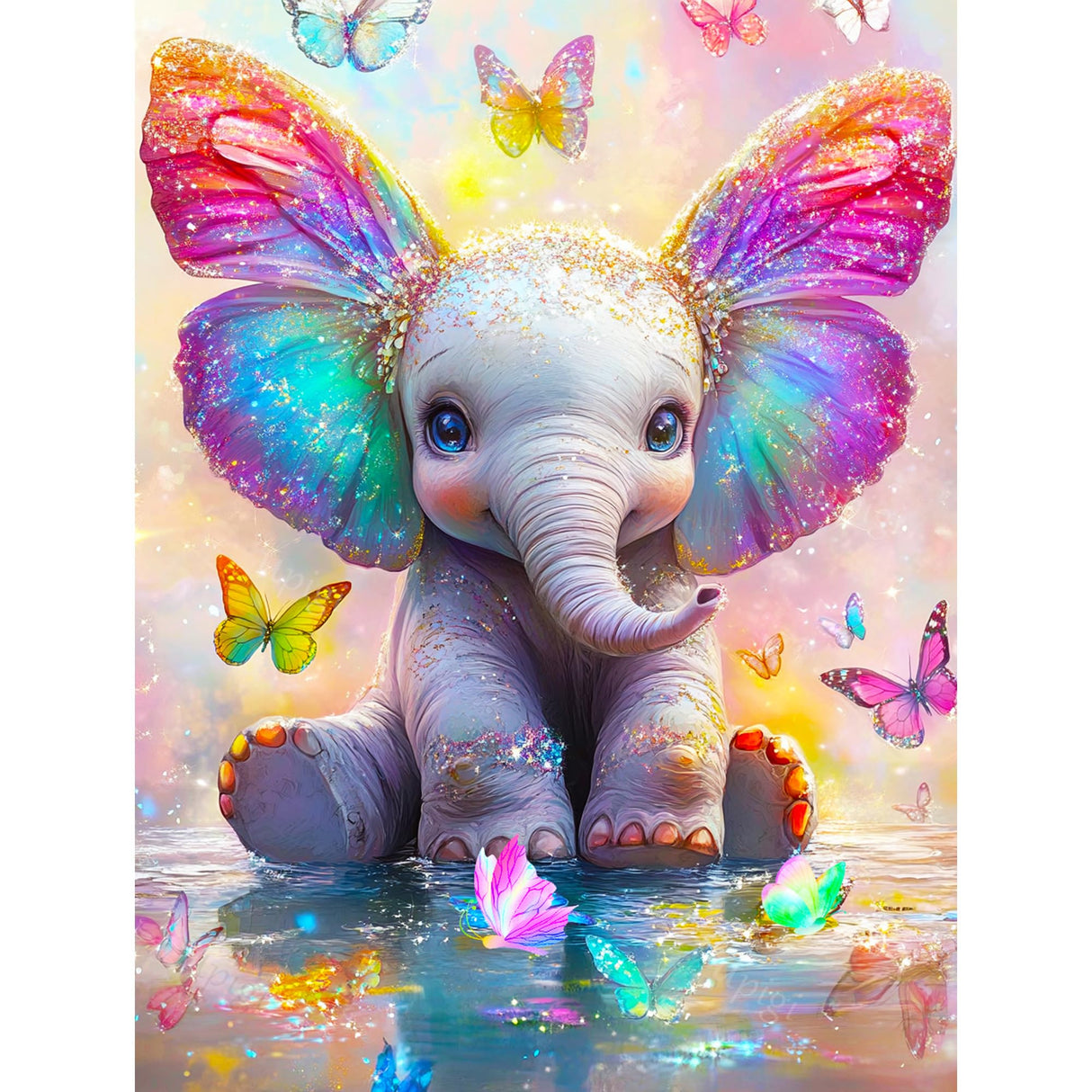 Upigi Diamond Painting Kits for Adults,Animal Elephant DIY 5D Diamond Painting Kits for Beginners,Round Full Drill Gem Art Crafts Kit for Home Wall Decor 12 x 16 Inch Upigi