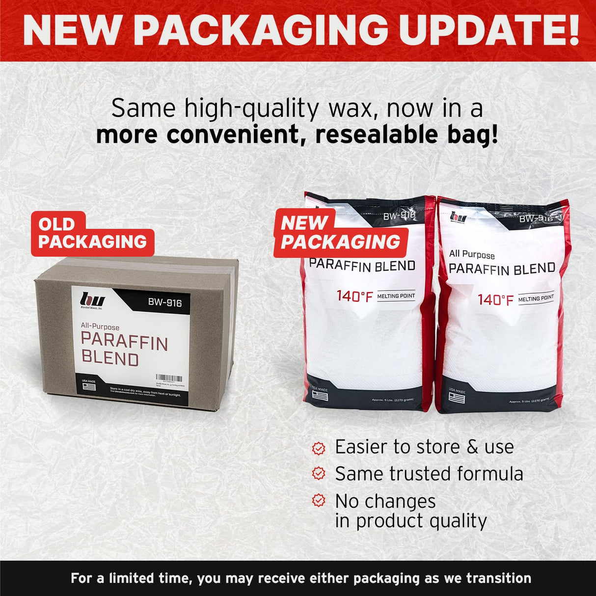 Blended Waxes, Inc. Multi-Purpose Paraffin Wax for Candle Making, Easy-to-Use Bulk Pastilles, Ideal for Lubricating, Waterproofing, Canning & More, Premium Paraffin Wax Refills, 10 lb Pack BW Blended Waxes, Inc.