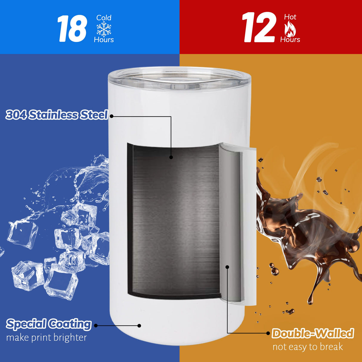 Joyclub 4 Pack 12 oz Sublimation Tumblers Stainless Steel Skinny Straight Sublimation Tumbler with Lid and Straw Ideal for DIY Gifts, Tea, Coffee,Wine Joyclub