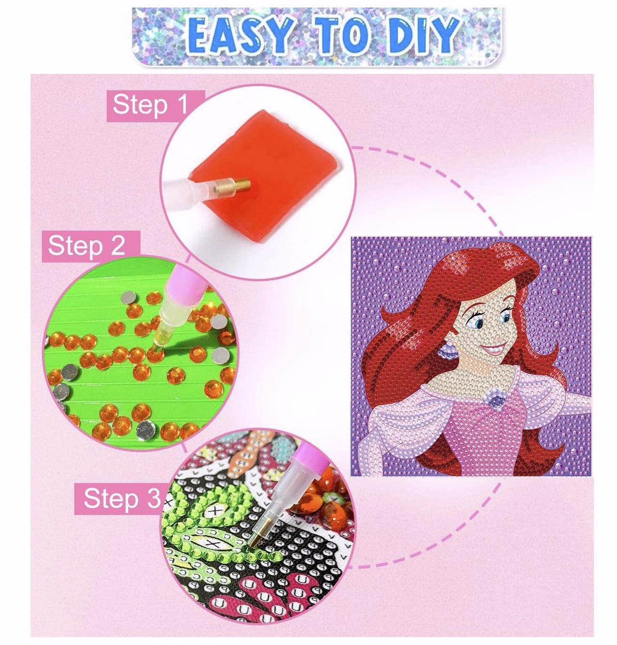 YSUNETER Diamond Painting Kits for Kids Beginner - 4 Pack DIY 5D Full Drill Diamond Art Kits for Children, Cute Round Crystal Rhinestone Gem Art Crafts Home Wall Art Decor 5.9 x 5.9 Inches YSUNETER