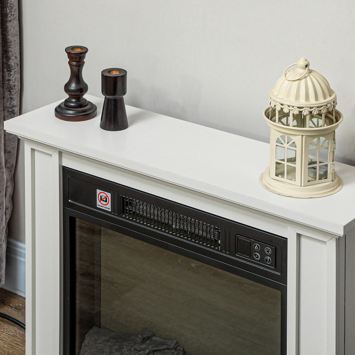 HOMCOM 26" Electric Fireplace with Mantel Surround, 1400W Replaceable Fireplace Insert Heater with Realistic Log and Flame Effect, Remote, Freestanding Fireplace Heater for Living Room, White HOMCOM