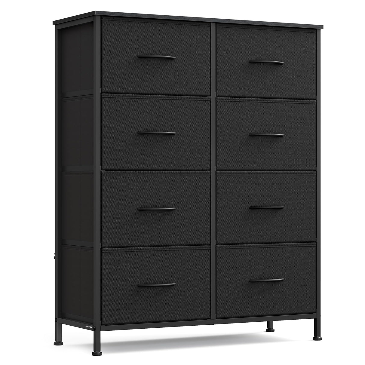 SONGMICS Dresser for Bedroom, Chest of Drawers, Steel, MDF, 8 Non-Woven Fabric Drawers, Storage Organizer Unit, Closet, Entryway, Ink Black and Ebony Black LGS124B01S SONGMICS
