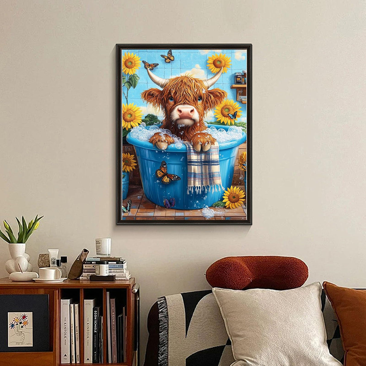 LumiCraft Cow Diamond Art Kits for Adults, Sunflower 5D Diamond Painting Kits for Beginner, DIY Full Round Gemstone Art Kit, Gift Home Wall Decor 12x16 Inch LumiCraft