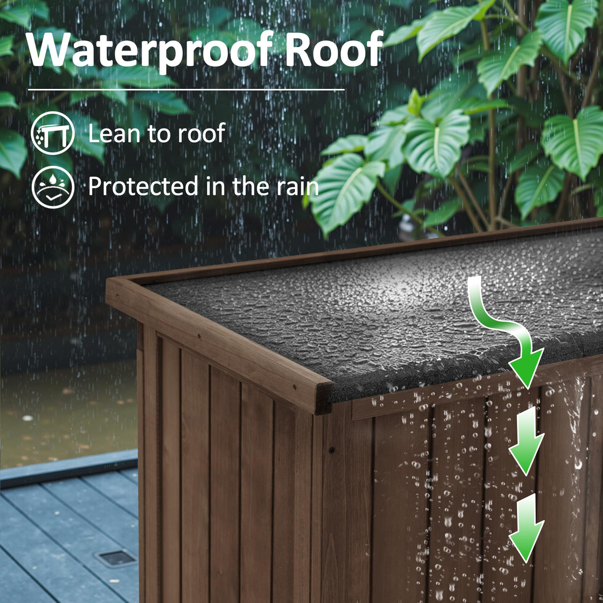 MCombo Outdoor Storage Cabinet, Garden Storage Shed, Outside Vertical Shed with Lockers, Outdoor 63 Inches Wood Tall Cabinet for Yard and Patio 0870 (Brown) MCombo