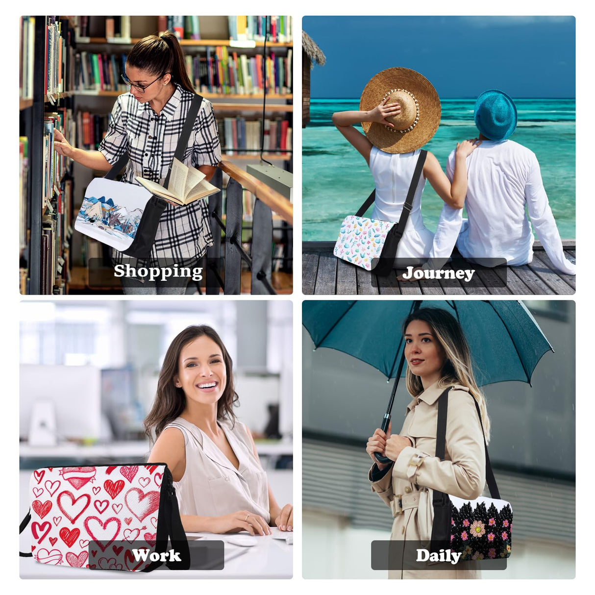 4PCS Sublimation Blanks Crossbody Bag,Sublimation Bags Messenger Bag Removable Transfer Design Sublimation Bags With Adjustable Shoulder Strap Crossbody and Shoulder DIY Gifts For Family and Friends KKSUBCA