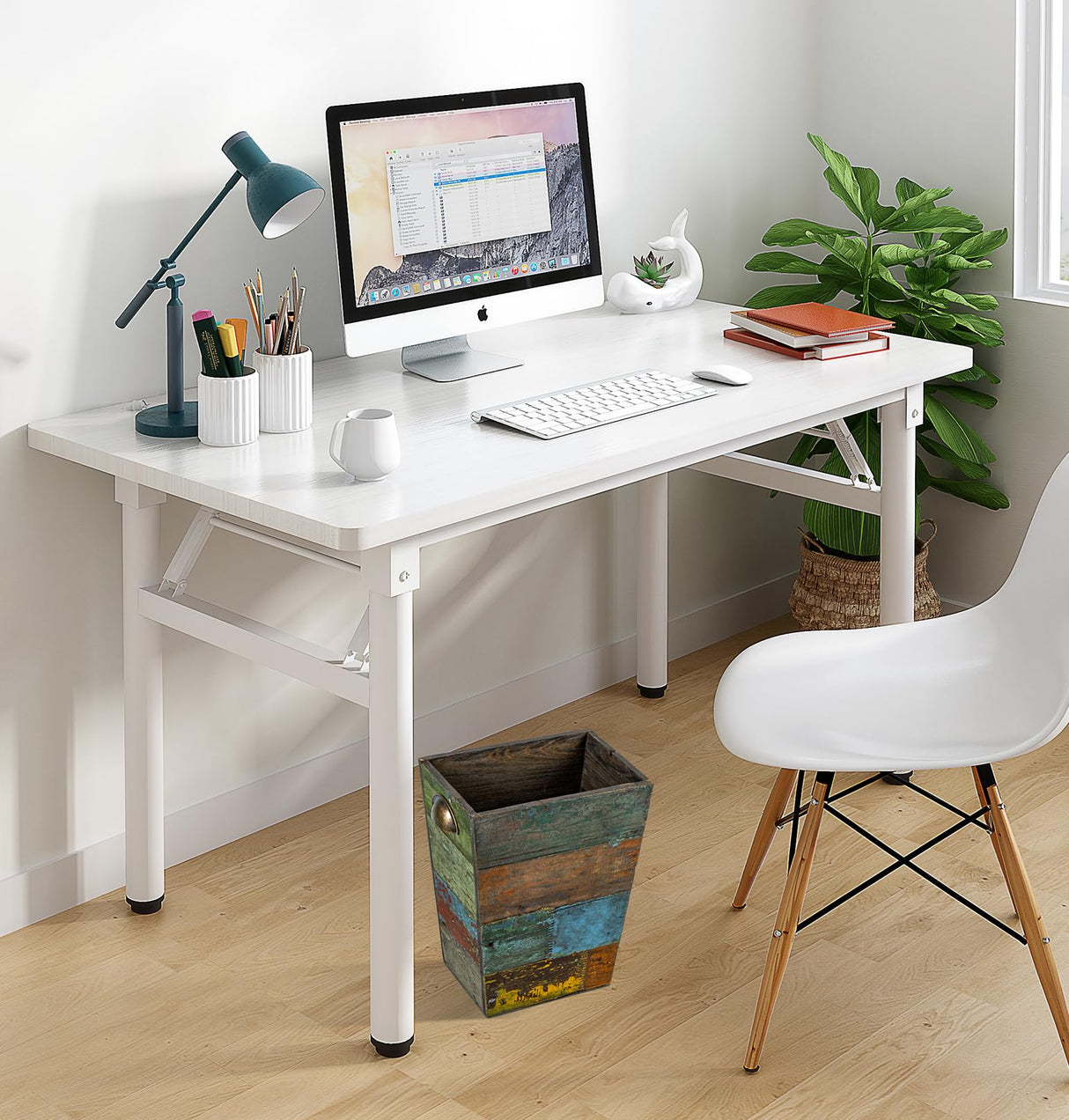 TIMRIS Small Wood Trash Can Wastebasket, Farmhouse Rectangular Garbage Can Waste Basket, Rustic Distressed Boho Wooden Trash Recycling Bin with Metal Handles, Reclaimed Wood Storage Basket (Random) TIMRIS