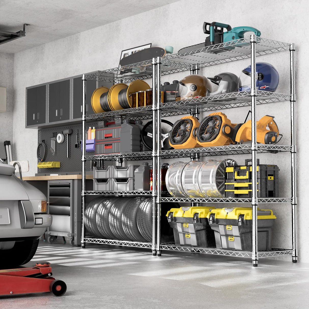 M MZG 1750 LBS Storage Shelves 5-Tier Utility Shelving Unit Steel Organizer Wire Rack for Home,Kitchen,Office,Garage, Capacity 17.7" D x 47.2" W x 72.3" H M MZG