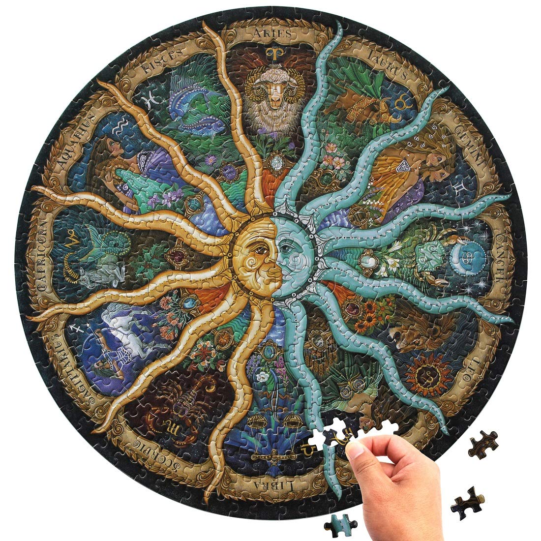Moruska 500 Piece Puzzles for Adults- Zodiac Constellation Puzzle- Round Mandala Astrology Jigsaw Puzzle Cool and Challanege Moruska