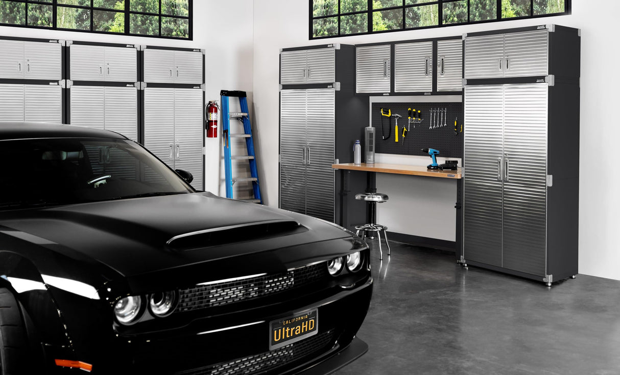 Seville Classics UltraHD Heavy Duty Mega Solid Steel Metal 2-Door Lockable Stacker Wall Storage, Cabinet Organizer for Garage, Warehouse, Office, Classroom, Graphite, 36" W x 24" D x 18.5" H Seville Classics