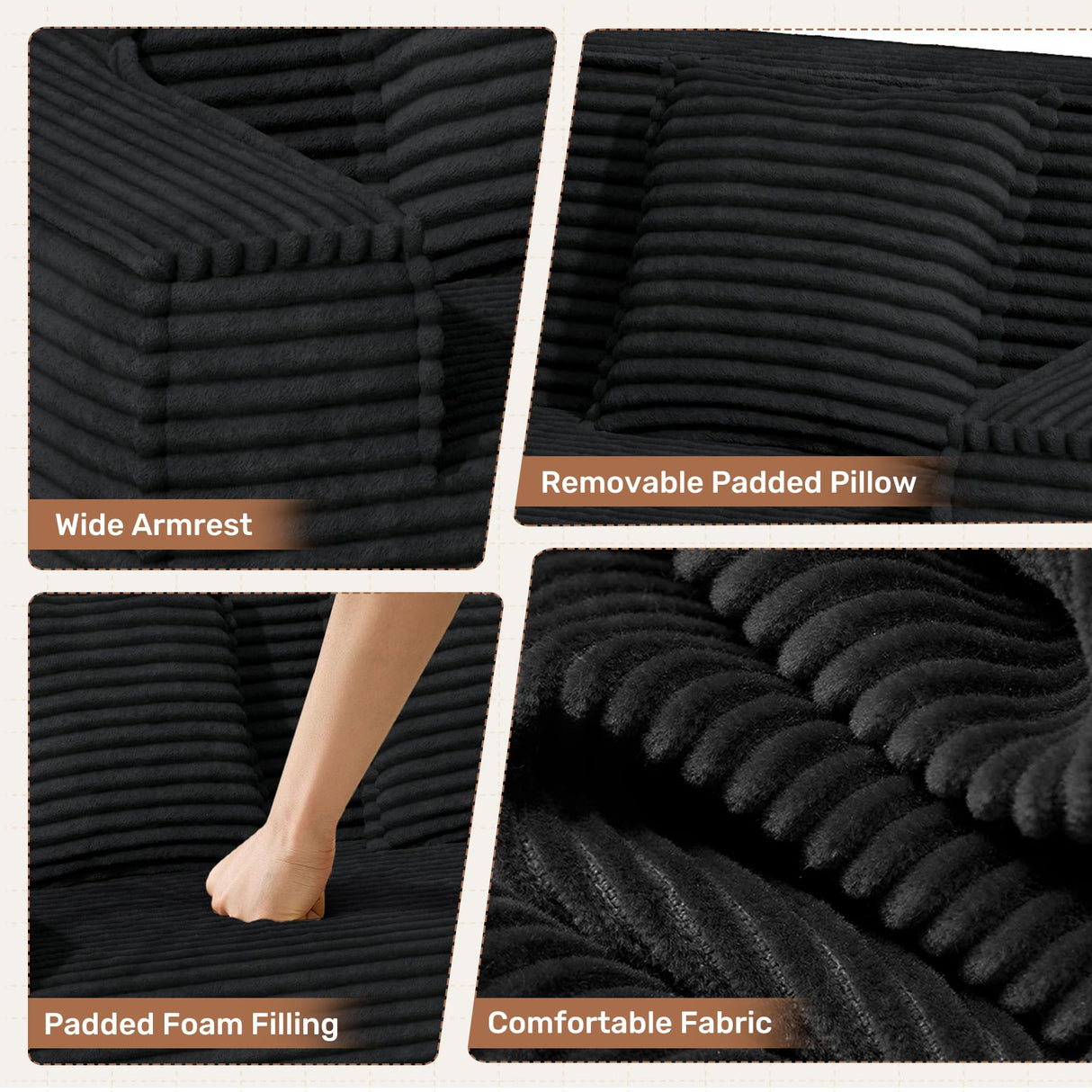 75'' Cloud Loveseat Sofa, No Assembly Required Comfy Deep Seat Couches 1 pcs for Living Room, Bedroom, Apartment Luxanimarion