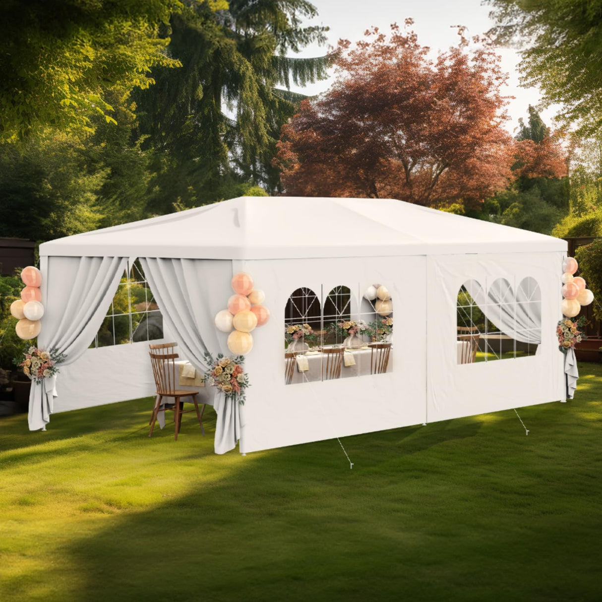 10x20FT White Party Tent Outdoor Canopy Tent Heavy Duty Wedding Tent Waterproof Patio Gazebo Event Tents for Parties with 6 Removable Sidewalls Perfect for Birthday Holiday Christmas BBQ susici