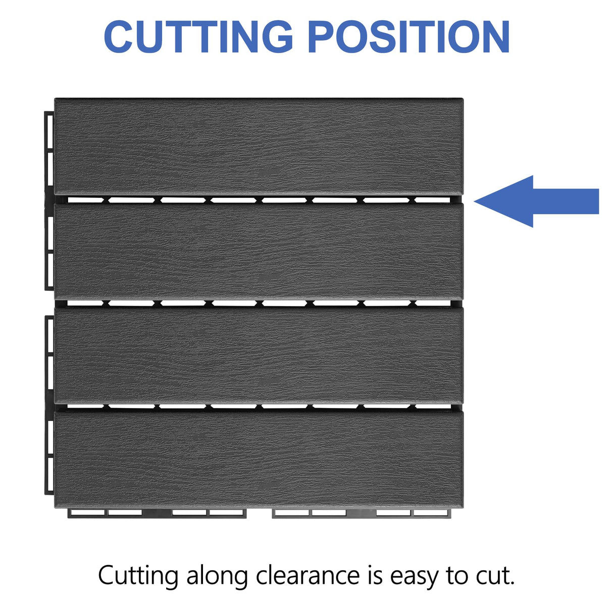 MYFAMIREA 9 Pcs Plastic Interlocking Deck Tiles 12" L x 12" W Patio Floor Decking Tiles Indoor Outdoor Waterproof Non-Slip Flooring Tiles All Weather Use for Balcony Backyard Porch Poolside, Dark Grey MYFAMIREA