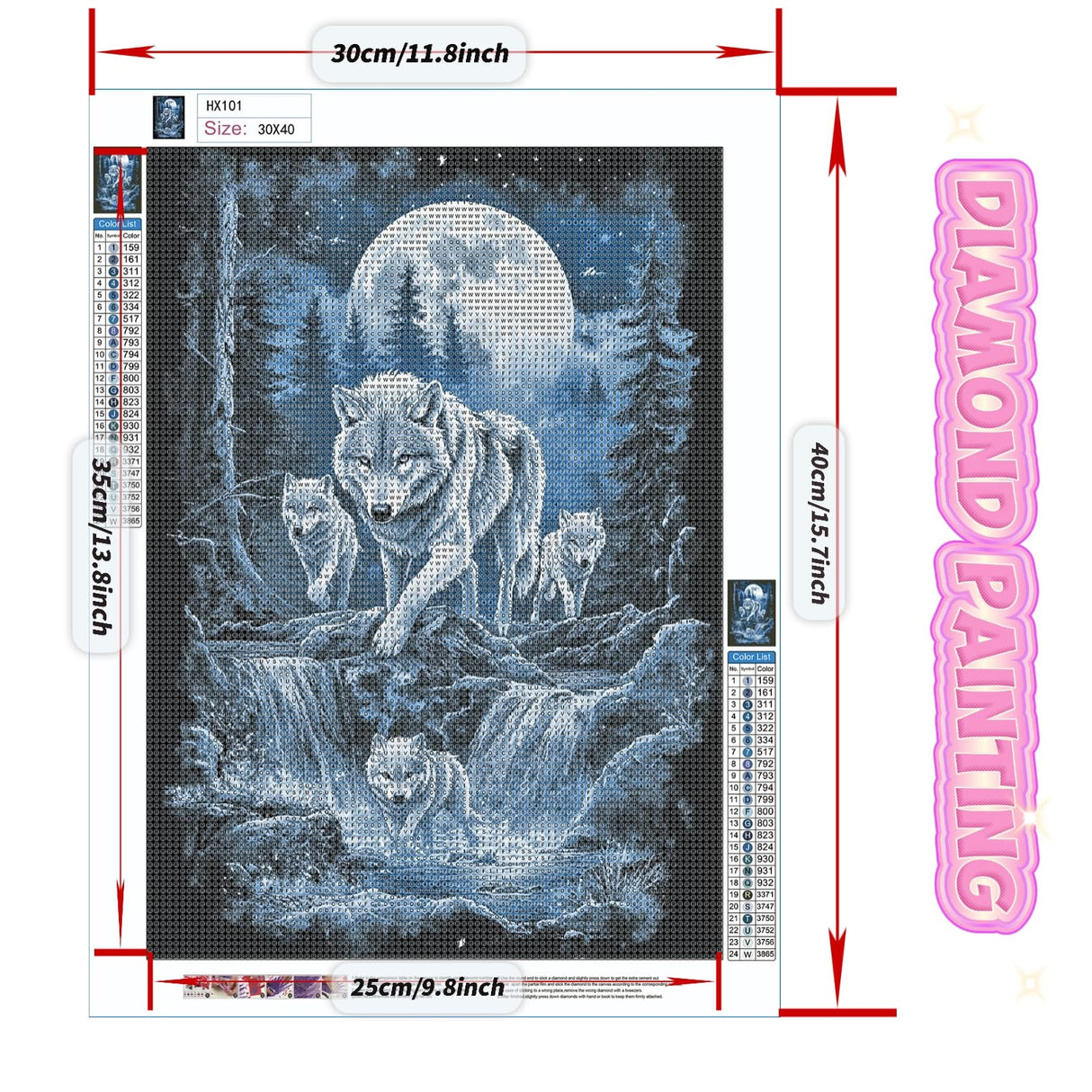 Milila Diamond Art Kits for Adults Full Drill Round Diamond Painting Kits for Beginners Craft Kits for Home Wall Decor Gifts 11.8x15.7inch(Wolves) Milila