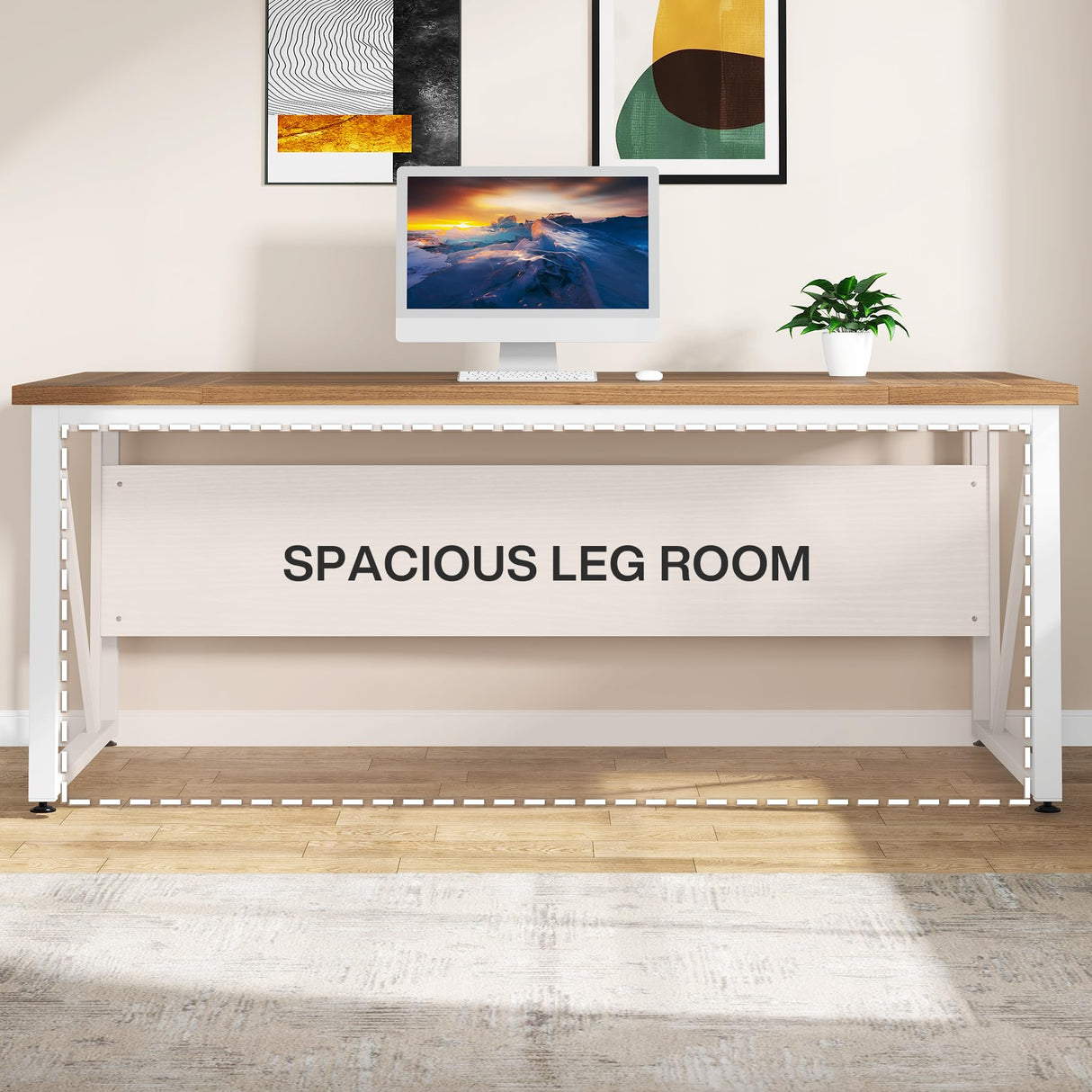 Tribesigns 63 inches Executive Desk and 47" lateral File Cabinet, L-Shaped Computer Desk Home Office Furniture Set with Drawers and Storage Shelves, Office Table with Cabinet (walnut+White, 63) Tribesigns