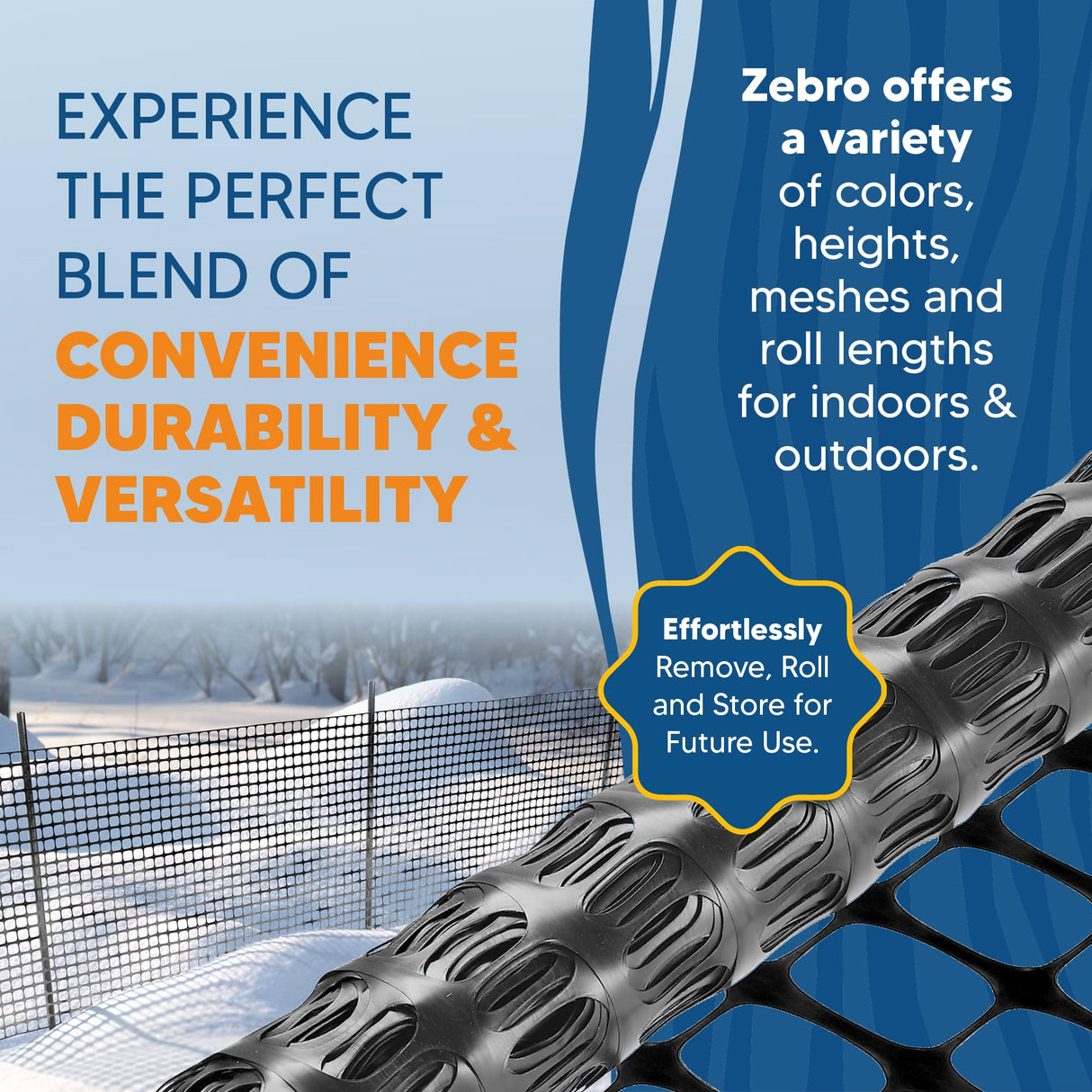 Zebro 4' x 100' Black Plastic Garden Fence Roll – Lightweight Temporary Mesh Fencing, Snow Fence, Poultry Netting – Outdoor Barrier for Yard, Landscaping, Deer & Animals – Compatible with Garden Uses ZEBRO
