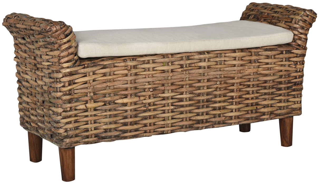 Safavieh Home Collection Palermo Brown and Eggshell Bench SAFAVIEH