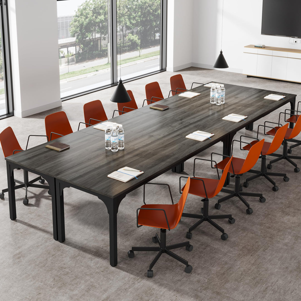 Trggivs 6.56 FT Conference Table, Super Sturdy Large Rectangle Meeting Seminar Table for 8 Person, Long Business Tables (Grey, 1PC) Trggivs