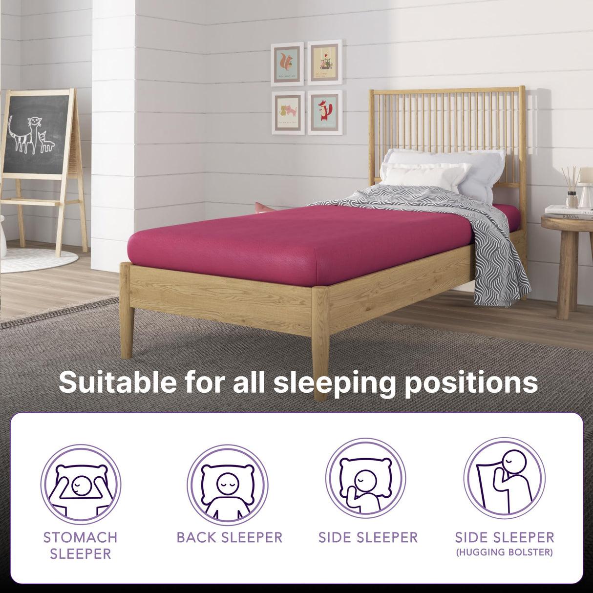 NapQueen 5 Inch Twin Memory Foam Mattress, Medium Feel, CertiPUR-US Certified, Bed in a Box, Breathable Soft Fabric Cover, Pink NapQueen