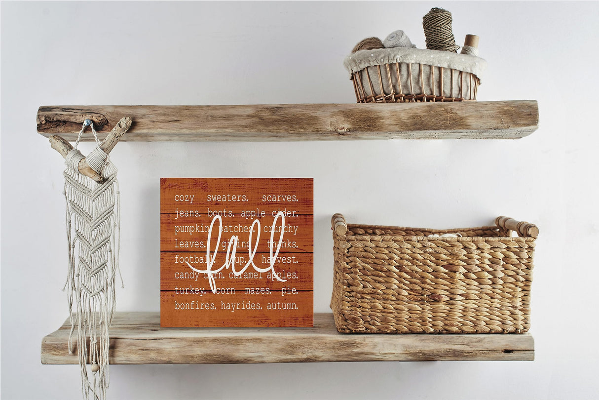 KEUSPI Fall Desk Decor,Orange Fall Autumn Farmhouse Wood Sign Plaque,Fall Signs,Fall Orange Home Farmhouse Decor KEUSPI