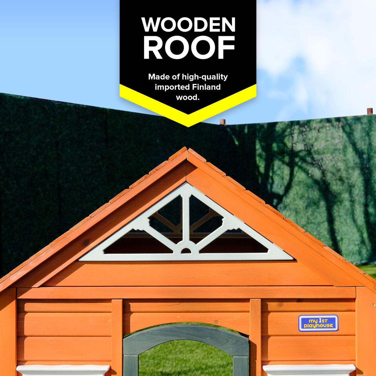 Sportspower My First Wooden Playhouse: Working Door, Open Concept Design and Flower Pot Holders Constructed from Premium Wood (Pre-Cut and Stained) Sportspower