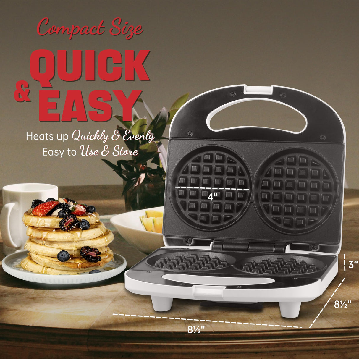 SugarWhisk Double Mini Waffle Maker Machine, Chaffle Maker, Waflera Electrica, Small Waffle Iron for Waffles, Keto Chaffles, Hash Browns, Cookies, 4 Inch SugarWhisk
