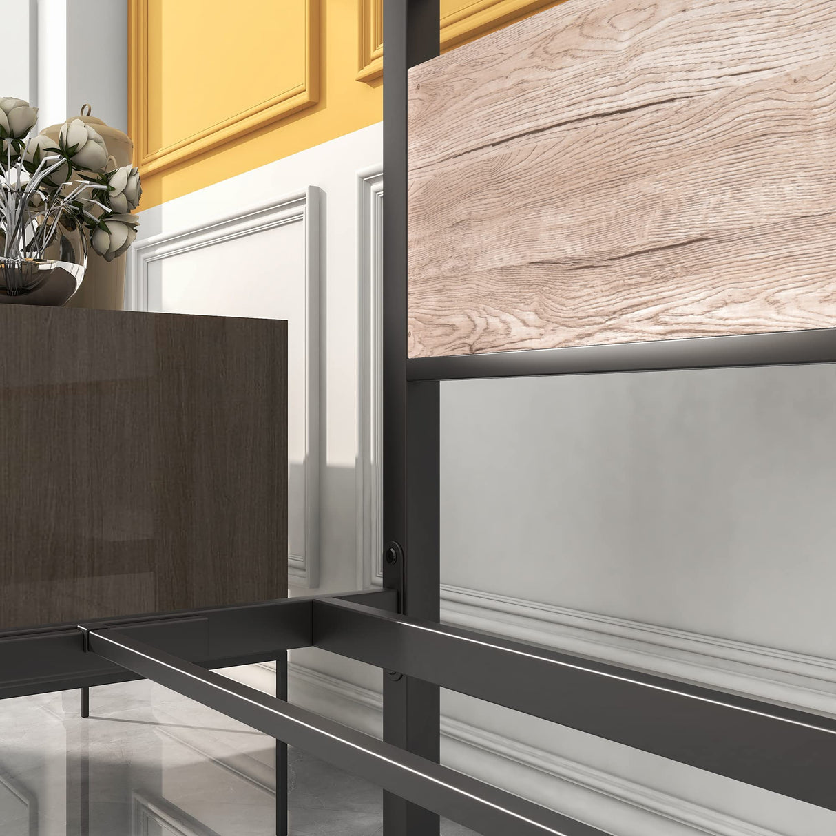 Heavy-Duty BOFENG Queen Bed Frame with Wood Headboard – No Box Spring Needed, Sturdy Steel Slat Foundation BOFENG