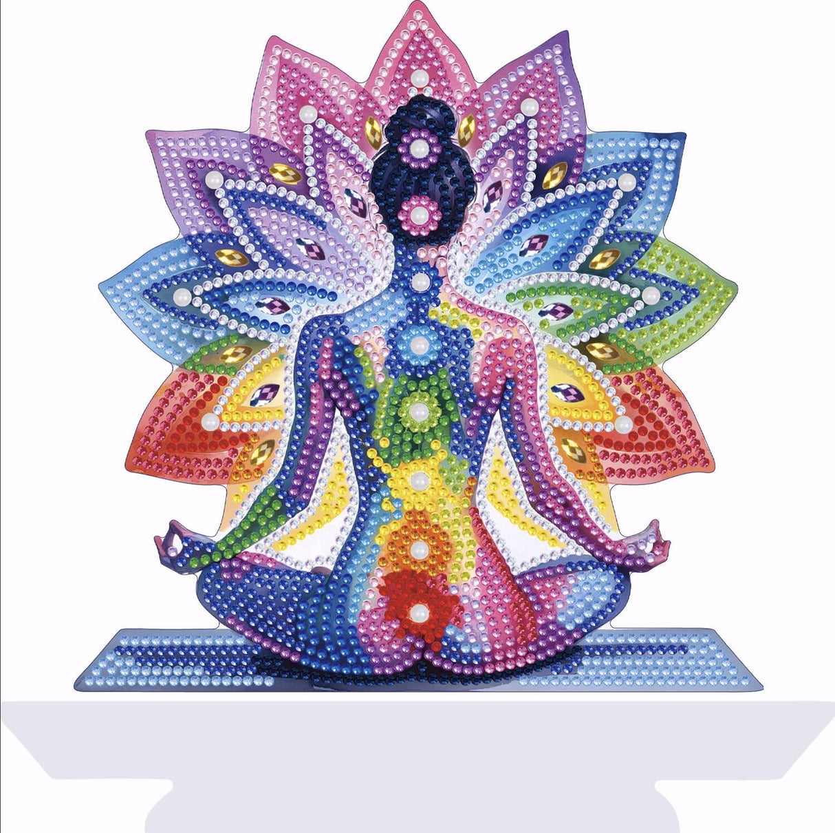 Tabletop Diamond Art Kits for Adults - Chakra Lotus Diamond Painting Figurines Ornaments, DIY 5D Diamond Art Statues Diamond Dots Sculpture Special Shaped Paintings with Diamonds Gem Art and Crafts Yanfairy