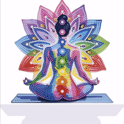 Tabletop Diamond Art Kits for Adults - Chakra Lotus Diamond Painting Figurines Ornaments, DIY 5D Diamond Art Statues Diamond Dots Sculpture Special Shaped Paintings with Diamonds Gem Art and Crafts