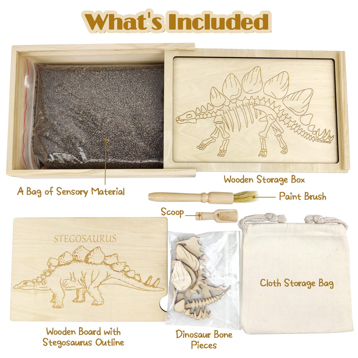Dinosaur Excavation Archaeology Dig Kit for Kids, Fossil Explore Sensory Bin Toys, Dino Skeletons Bones Puzzle Game, Archaeology Science STEM Toys for Boys and Girls (Stegosaurus) Xylolin