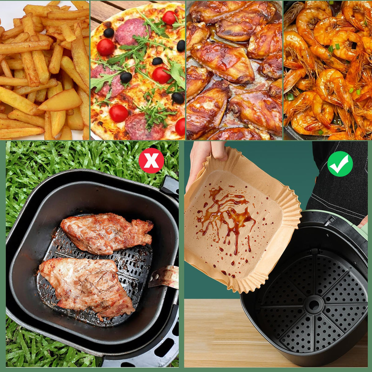 Air Fryer Liners Disposable,200Pcs Parchment Paper,LYHOLKEER 8IN Disposable Air Fryer Paper Liners for 5-8QT Air Fryer, Non-Stick Air Fryer Liners Square Free of Bleach LYHOLKEER