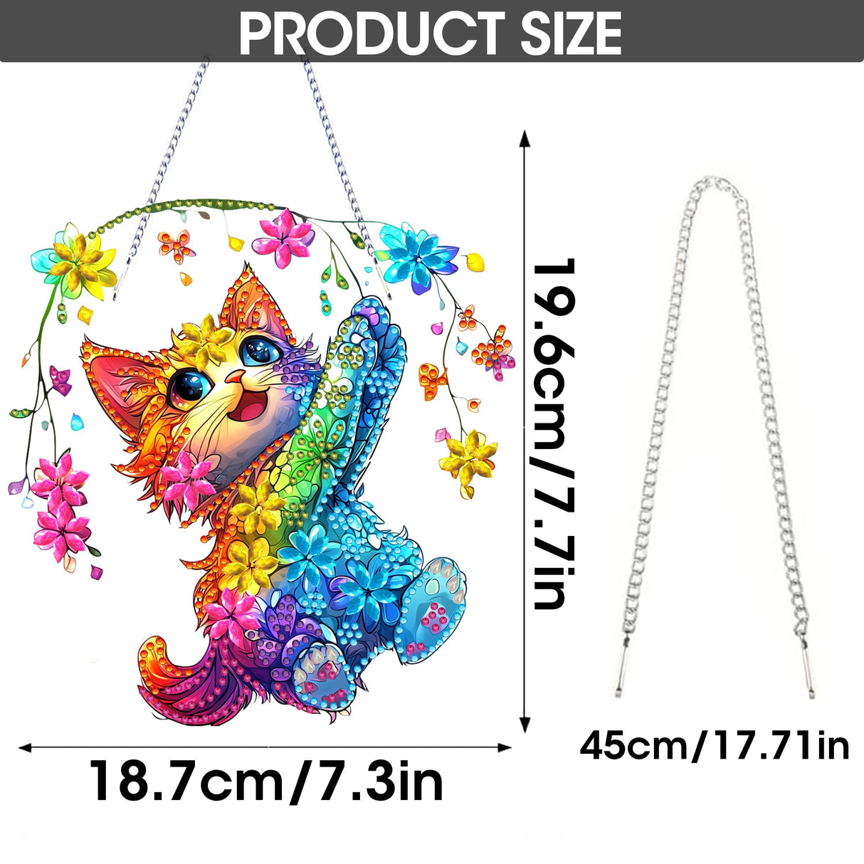 SKRYUIE Hanging Diamond Art Kits for Adults Cat, DIY Window Pendant Diamond Painting Kit Sun Catcher, Special Shaped Crystal Acrylic Double Sided, Porch Outdoor Garden Ornament 7.72 x 7.37 Inch SKRYUIE