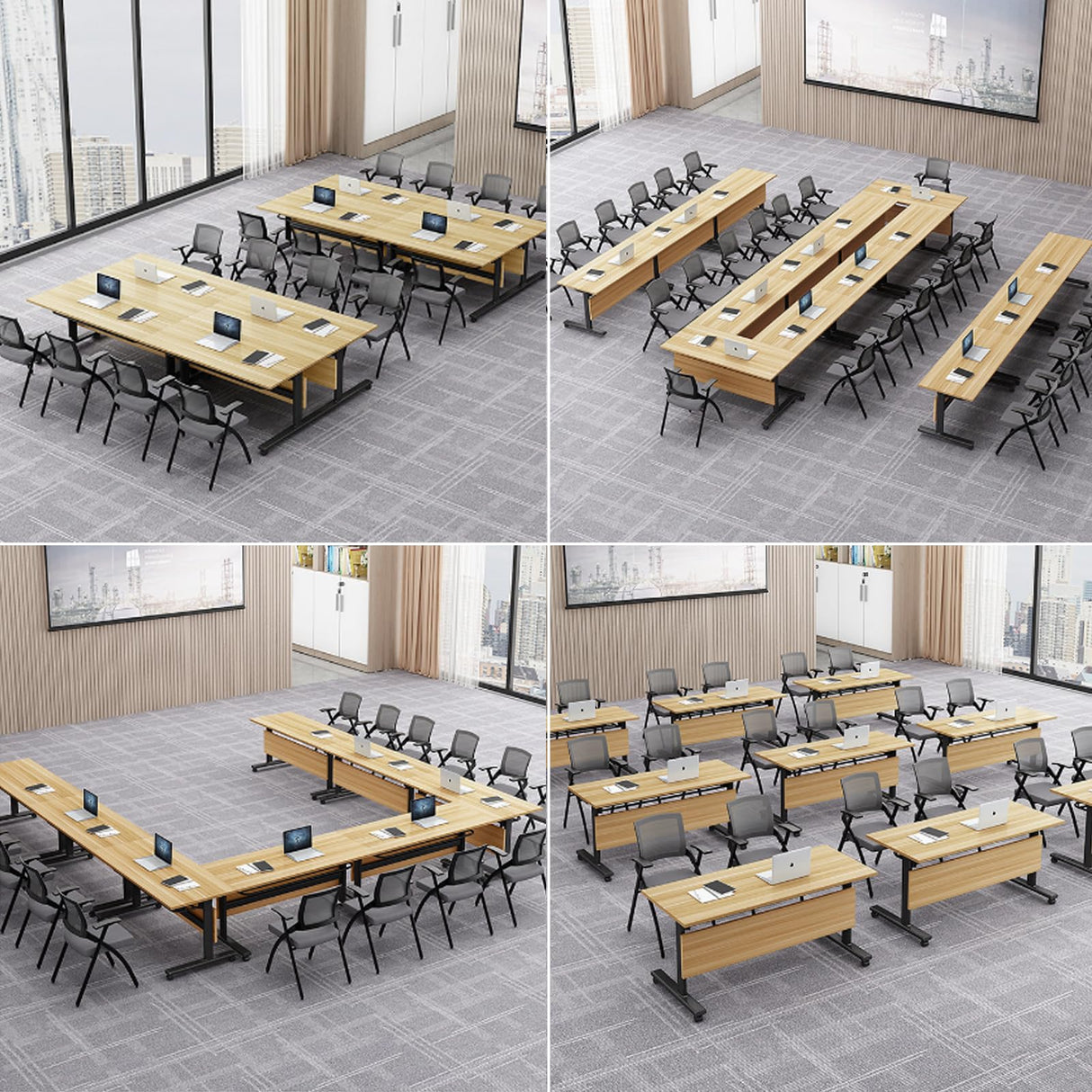 Conference Table, 4 Pack Folding Conference Room Table Flip Top Training Table, Modern Mobile Meeting Table with Lockable Wheels for Office, Classroom, School, 55 x 23.6 x 29.5 inch (4pcs) Goakwwuz