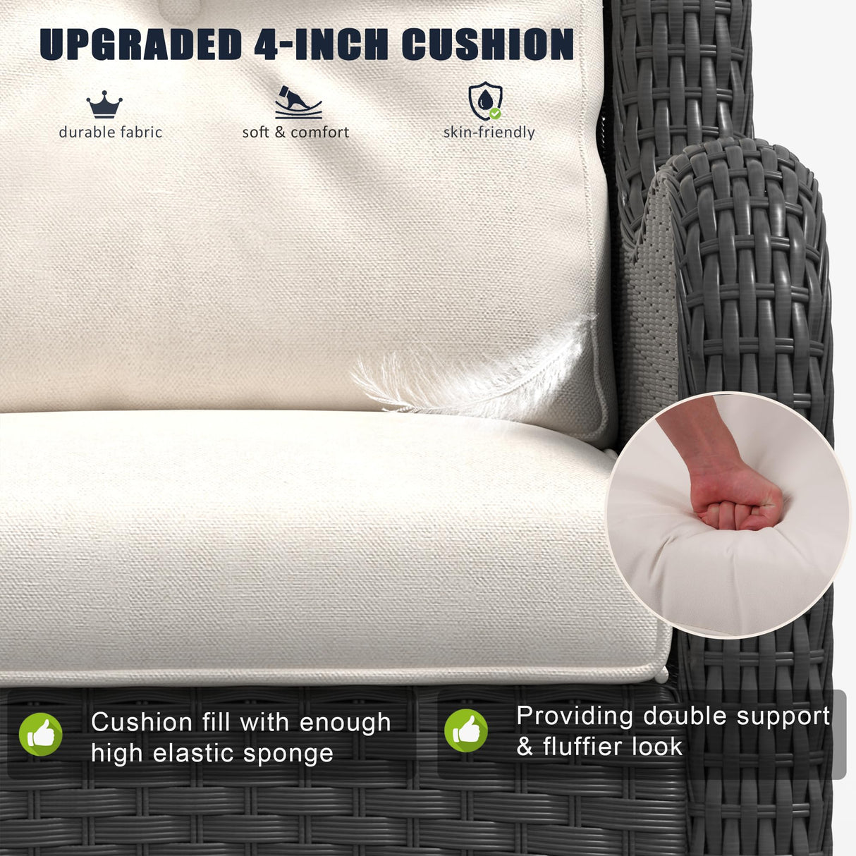 LayinSun 10 Pieces Outdoor Patio Furniture Set with Fire Pit Table, Rattan Wicker Sectional Swivel Rocker Chairs Sets with Ottomans, Swivel Glider Chair, Single Chairs and Coffee Table LayinSun