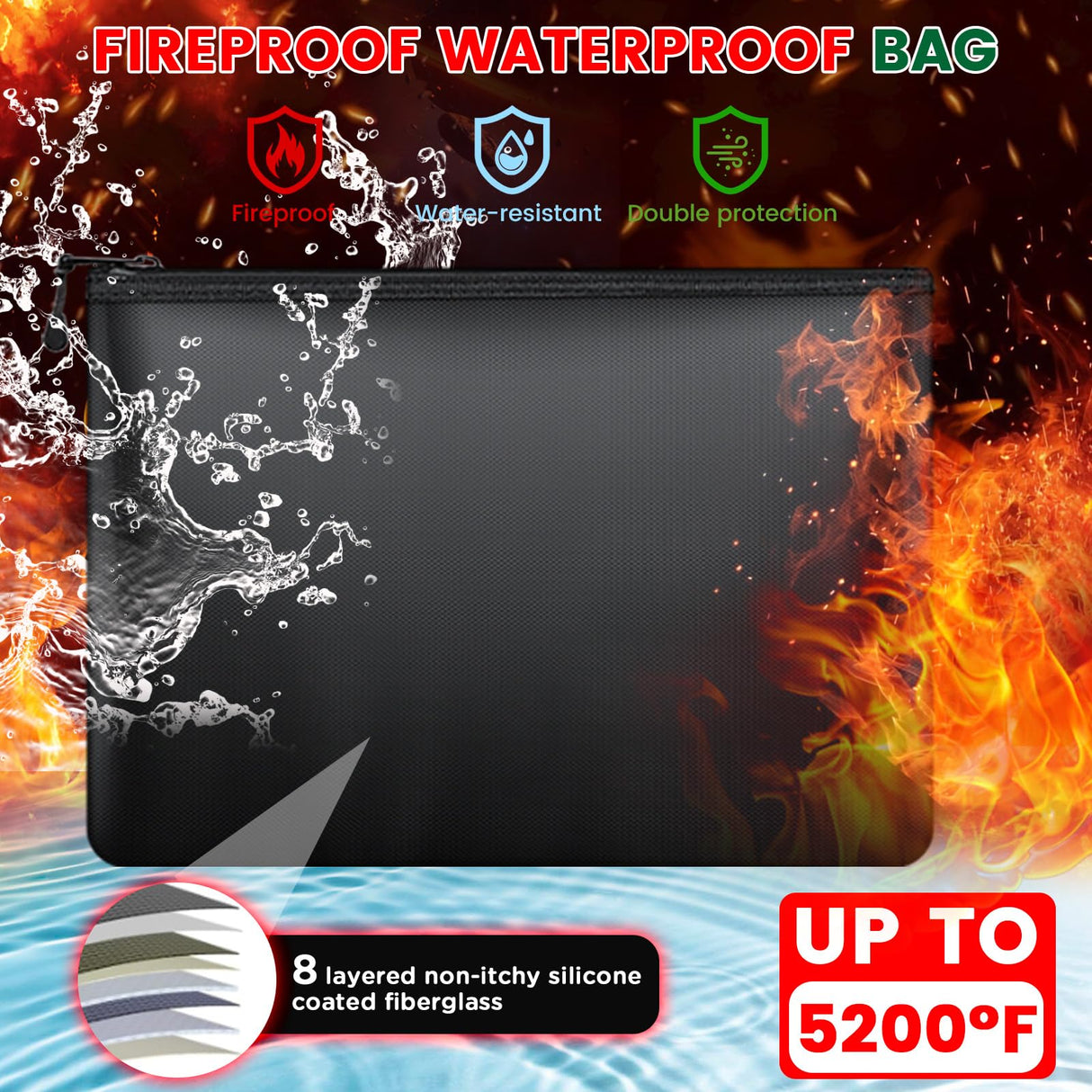 8.1 Cuft Large Home Safe Fireproof Waterproof, Home Safe Box With Fireproof Waterproof Bag, Combination Lock and Inner Cabinet, Anti-Theft Alert, Mute Mode, Document Safes For Home Business Office GHJGAGE