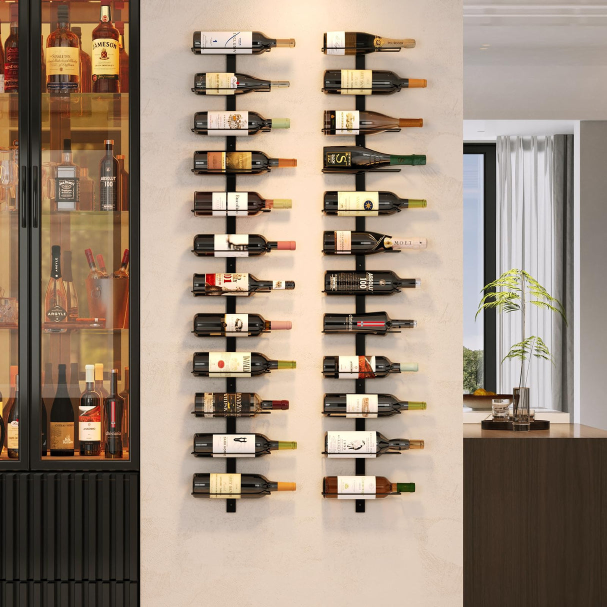 X-cosrack 24 Bottles Wall Mounted Wine Rack, Detachable Wall Hanging Bottle Holder, Use as One or Four, DIY Display, Storage Racks for Wine, for Restaurant, Bar, Cellar X-cosrack