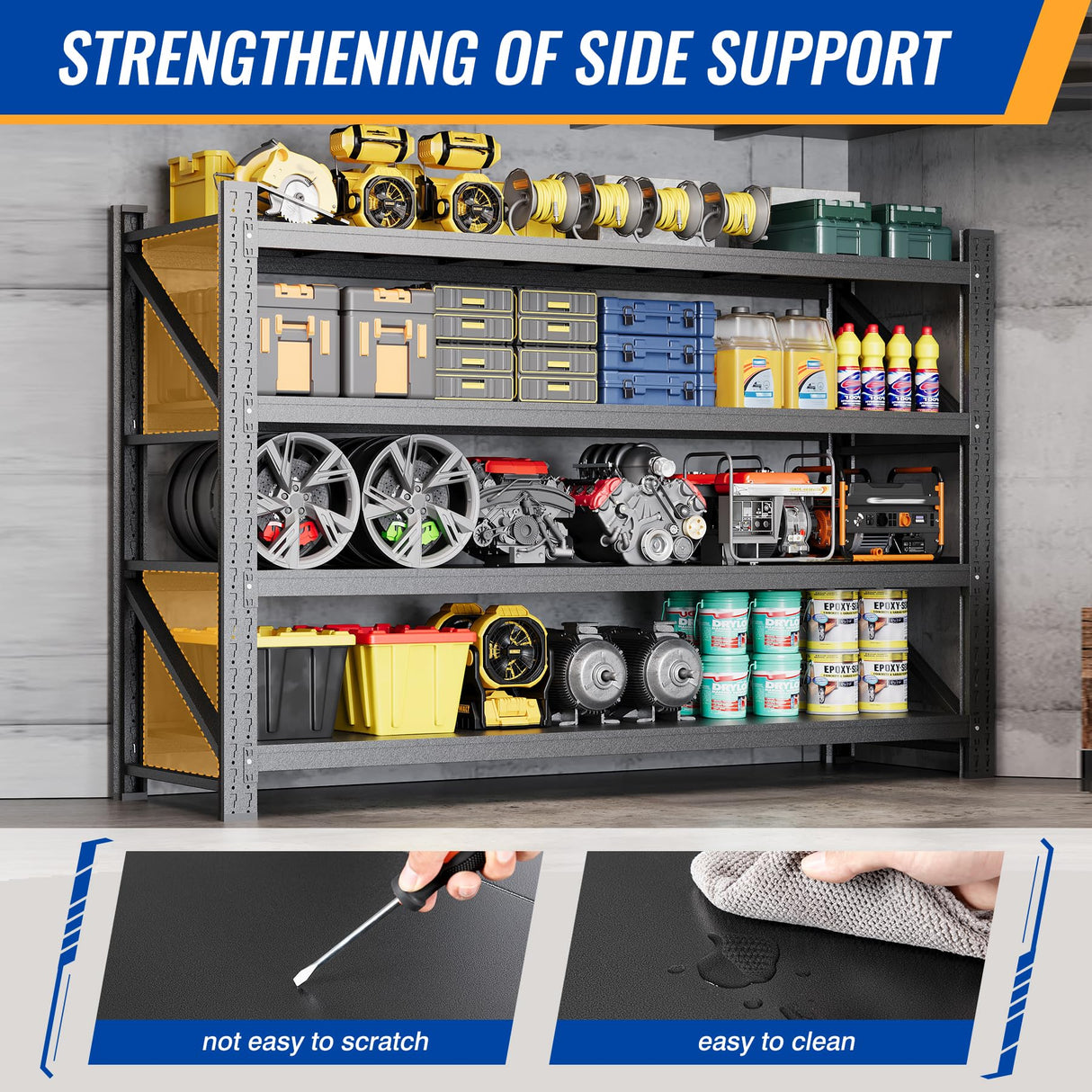 BYNSOE 77" W Storage Shelves 9000lbs Garage Metal Shelving Heavy Duty Garage Shelves Adjustable Storage Shelves for Industrial, Factory,(77" W X 24" D X 70" H) BYNSOE