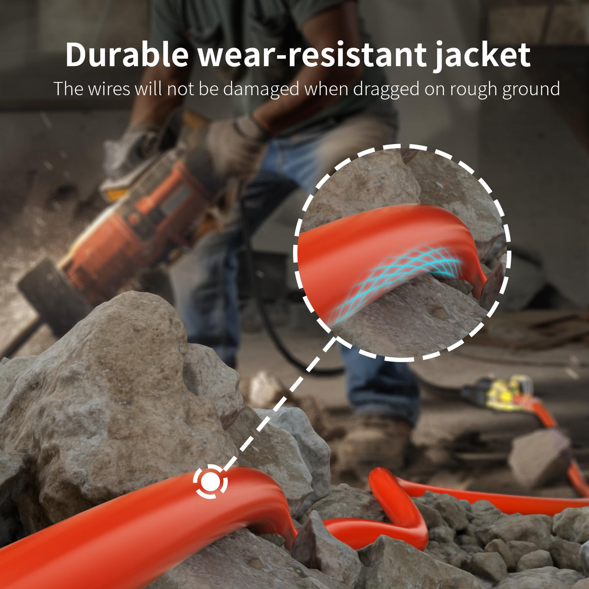 HUANCHAIN 12/3 Gauge Heavy Duty Outdoor Extension Cord 100 ft Waterproof with Lighted end, Flexible Cold-Resistant 3 Prong Electric Cord Outside, 15Amp 1875W 12AWG SJTW, Orange, ETL huanchain