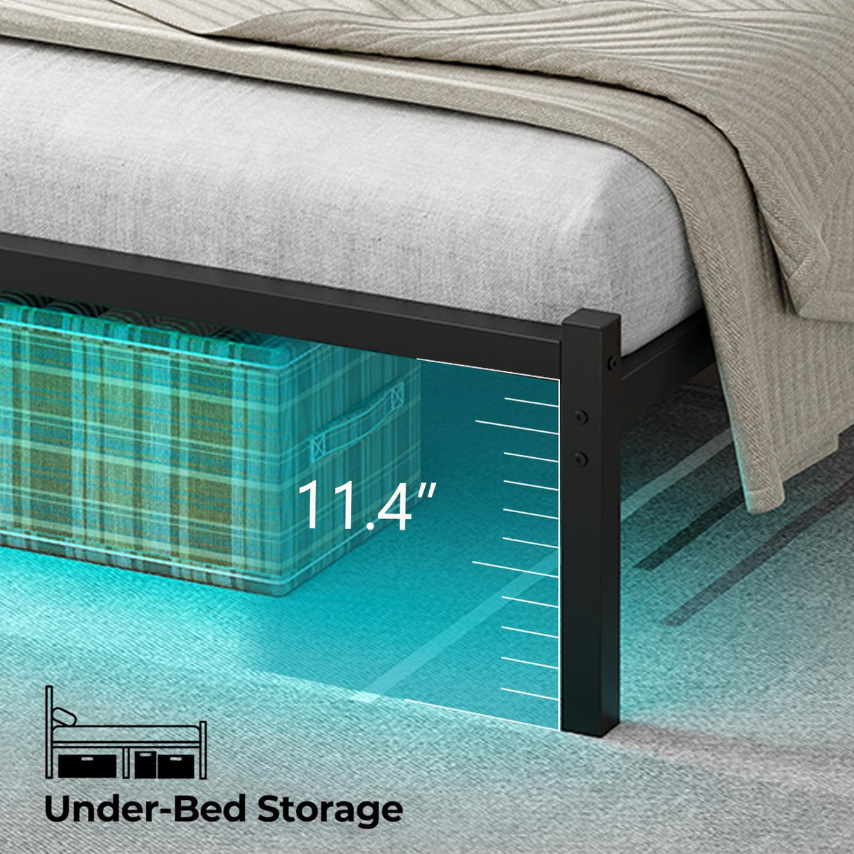 CollaredEagle Twin Size Bed Frame with Headboard, Metal Platform Bed Frame with LED, Charging Station, No Box Spring Needed, Easy Assembly, Noise Free, Black CollaredEagle