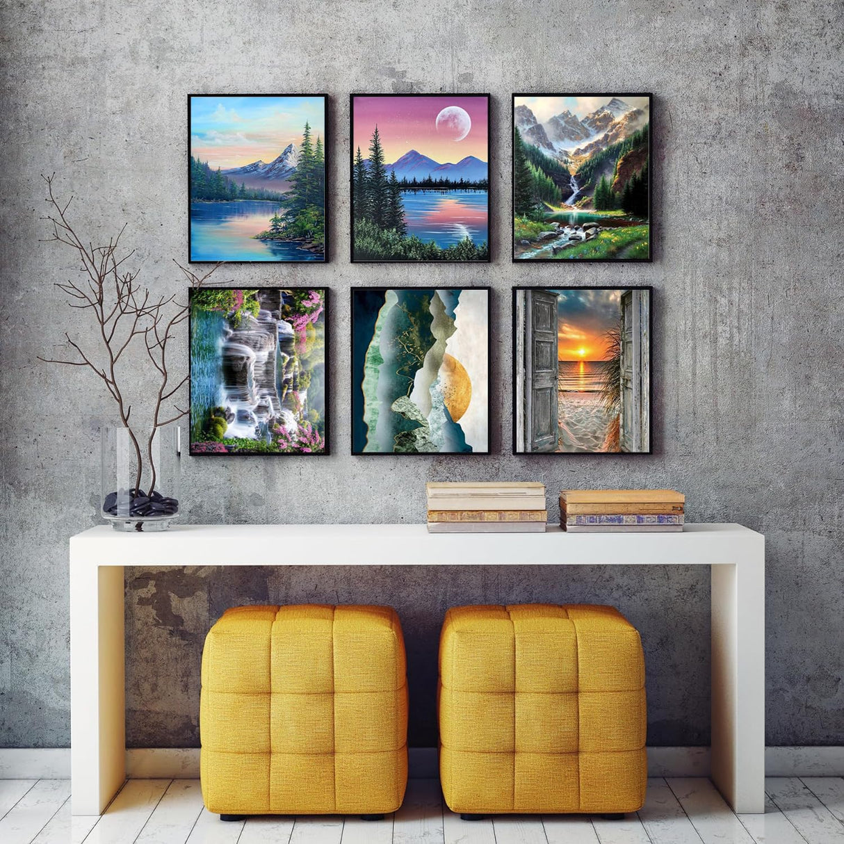 DOTZSO 6 Pack Diamond Painting for Adults 5D Diamond Painting Kit DIY Full Diamond Art kit with Diamond Painting Crystal Art and Craft for Beginners 12x16 inches (Landscape) DOTZSO