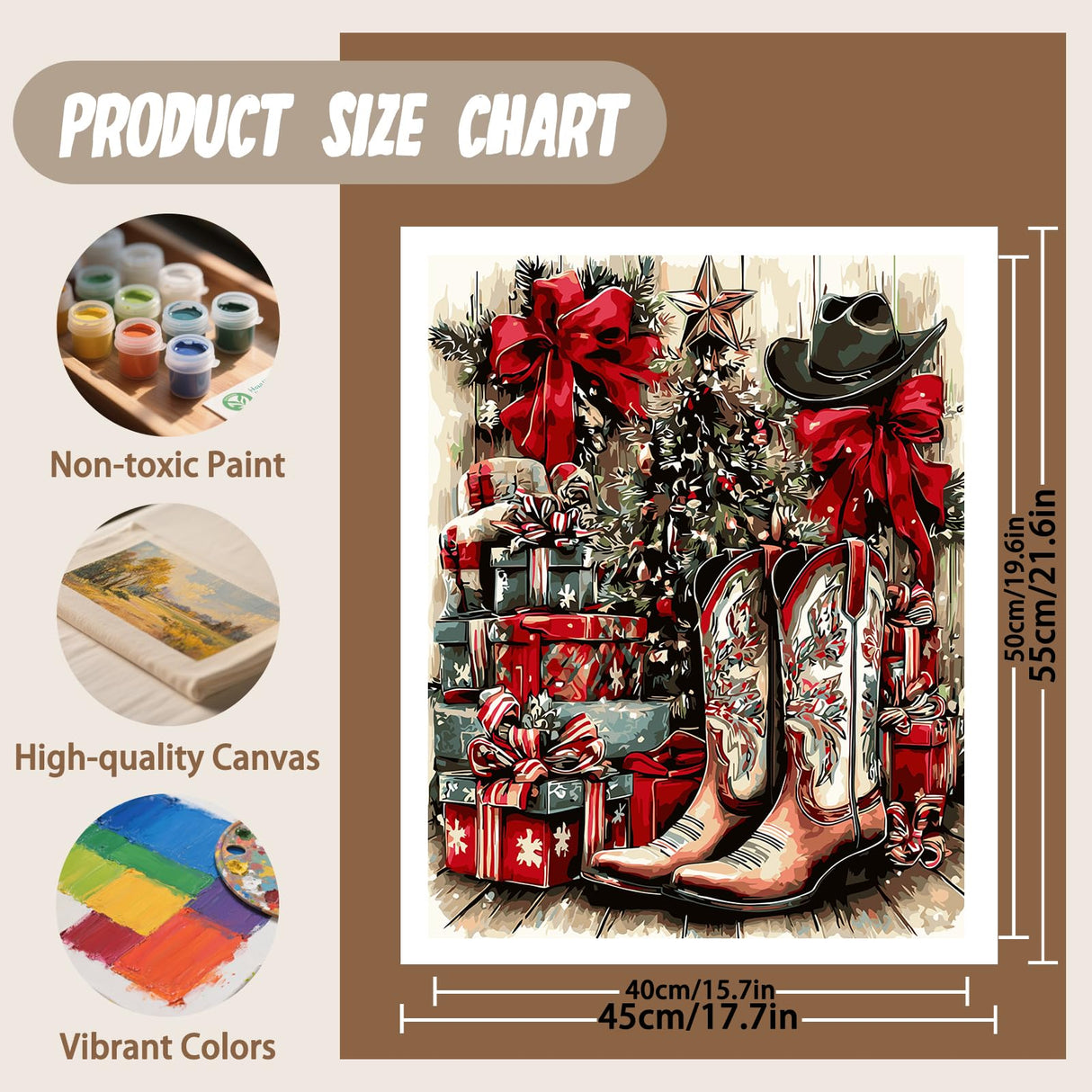 XTCIXAL Christmas Paint by Numbers Kit for Adults, Boots Paint by Number for Adults, Beginners Acrylic Canvas Painting Kits for Home Wall Decor 16x20 Inch XTCIXAL