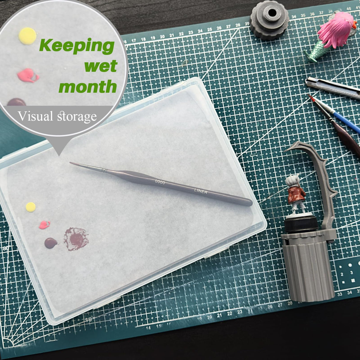 Kreapa Stay Wet Palette for Acrylic Painting, Wet Pallets for Painting Miniatures Include Wet Pallete Tray, 2 Pcs Sponges and 100 Pcs Hydro Paper to Keep Paint Stay Wet Kreapa