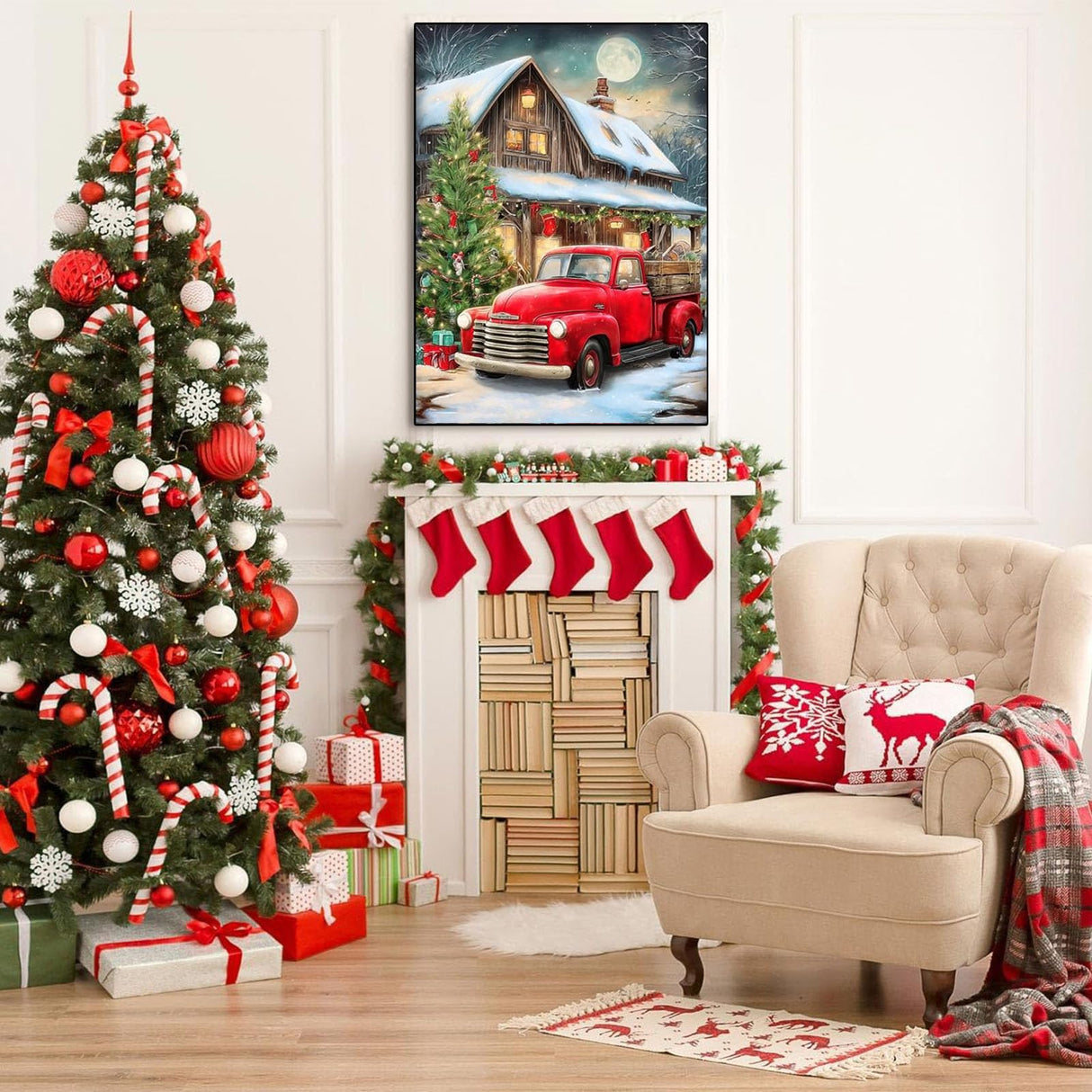 Christmas Diamond Art Kits for Adults-Christmas Truck 5D Diamond Painting Kits for Adults Beginners,DIY Full Drill Diamonds Painting Red Truck Gem Art Kits for Gift and Home Decoration(12x16 inch) Arttoplus