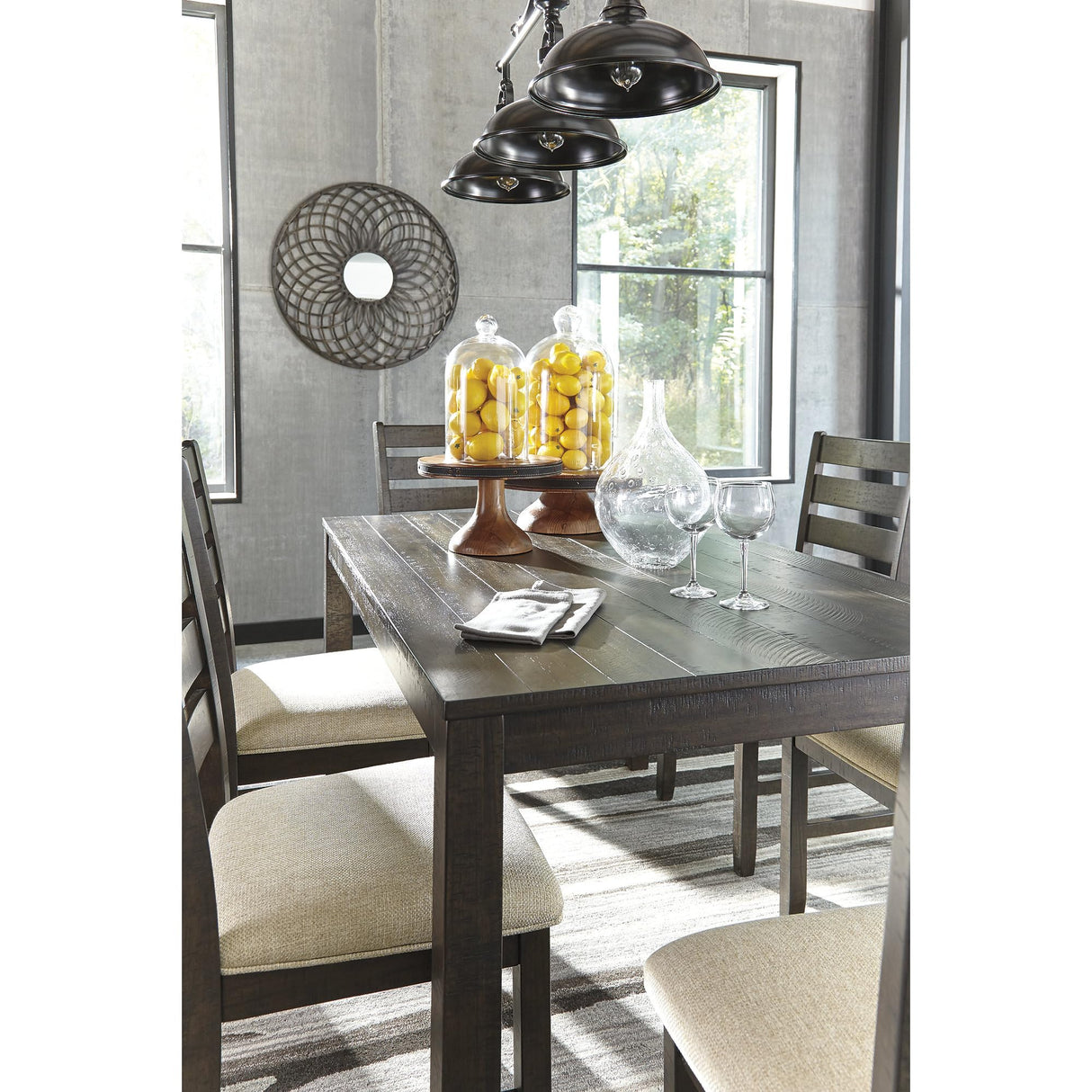 Signature Design by Ashley Rokane 20" Dining Room Table Set with 6 Upholstered Chairs, Brown Signature Design by Ashley