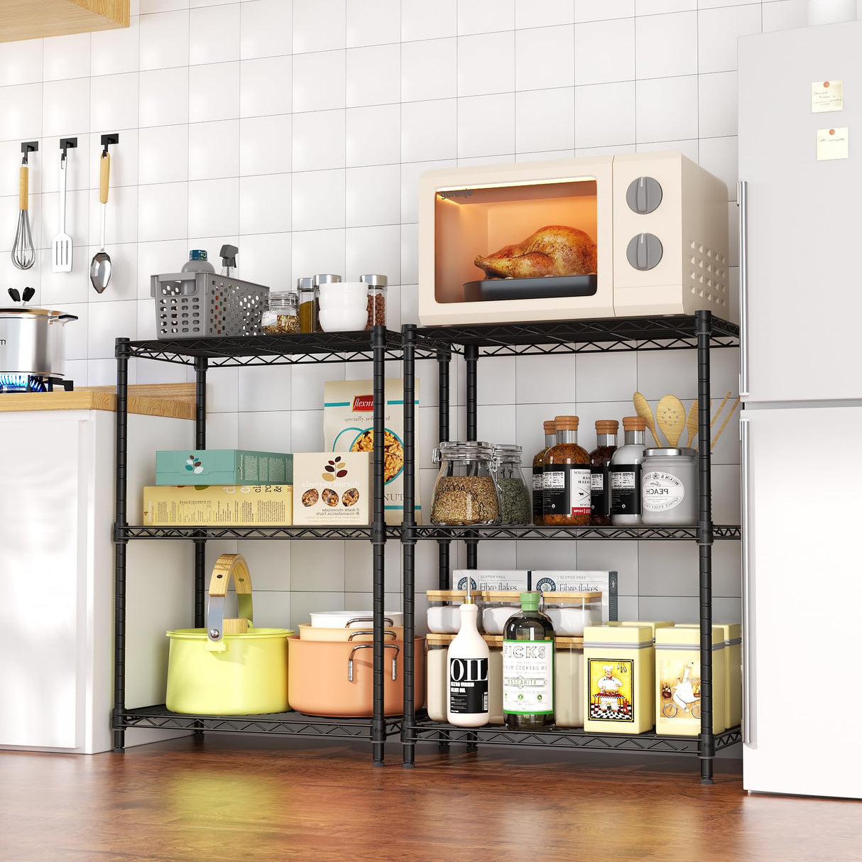 Golpart 3 Tier Adjustable Storage Shelves,Heavy Duty Metal Utility Shelf 450LBS Capacity,Wire Shelving Unit Organizer Rack for Home,Kitchen,Office,Bathroom,Pantry Room,12" D x 22" W x 22.5" H,Black Golpart